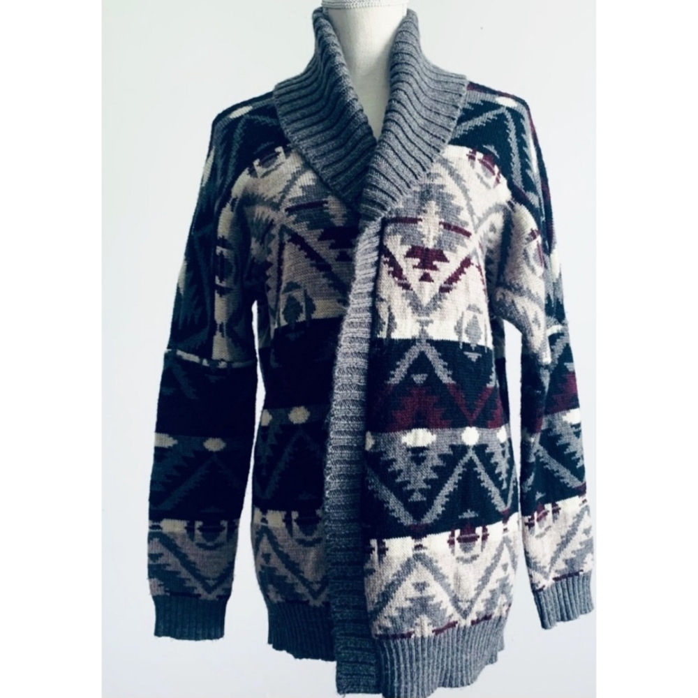 American Eagle Outfitters Aztec Wool Blend Open Cardigan Size XL
